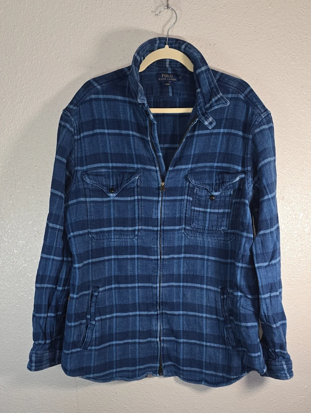 Polo by Ralph Lauren Navy & Light Blue Plaid Zip Shirt-Jacket